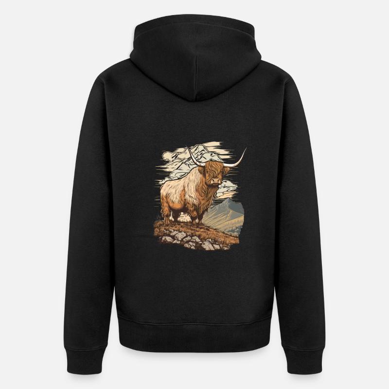 Vache des Highlands - Veste à capuche bio Premium Unisexe - noir