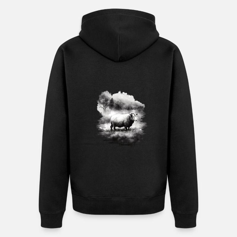 Paysage ovin - Veste à capuche bio Premium Unisexe - noir