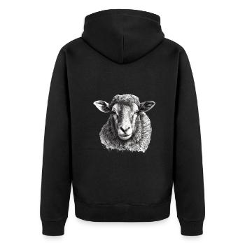 Schaf-porträt - Unisex Premium Bio Zip Hoodie - Schwarz - Hinten - Nico (187cm)