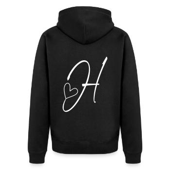 Letter H Letter H Calligraphy - Unisex Premium Organic Zip Hoodie - black - Back - Nico (187cm)