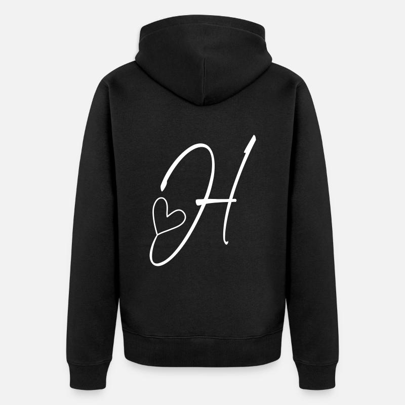 Buchstabe H Buchstabe-H Kalligrafie - Unisex Premium Bio Zip Hoodie - Schwarz