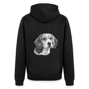 Crayon Beagle Image Portrait - Veste à capuche bio Premium Unisexe - noir - Dos - Nico (187cm)
