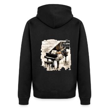 Amateur de piano classique - conception de la mélodie - Veste à capuche bio Premium Unisexe - noir - Dos - Nico (187cm)