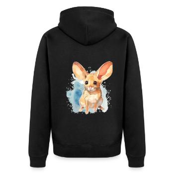 Aquarell Jerboa - Bunte Wüstennagetierkunst - Unisex Premium Bio Zip Hoodie - Schwarz - Hinten - Nico (187cm)