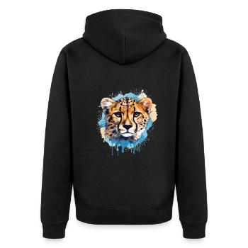 Colorful Art - Cute &; Wild Cheetah design - Unisex Premium Organic Zip Hoodie - black - Back - Nico (187cm)