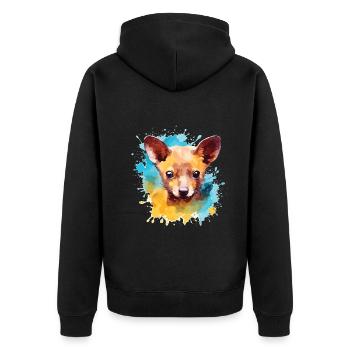Bunte Fossa - Niedliches Kunstwerk Für - Unisex Premium Bio Zip Hoodie - Schwarz - Hinten - Nico (187cm)
