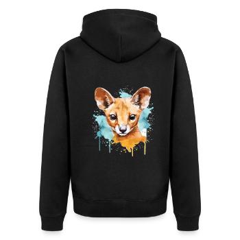 Bunte Fossa - Niedliches Kunstwerk Für - Unisex Premium Bio Zip Hoodie - Schwarz - Hinten - Nico (187cm)