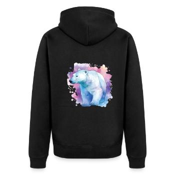 Colorful polar bear - awareness of climate change - Unisex Premium Organic Zip Hoodie - black - Back - Nico (187cm)