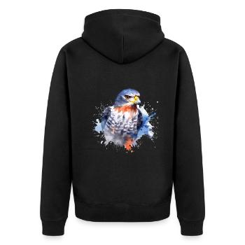 Bunte Kunst - Niedliches &; Wildes Falken-design - Unisex Premium Bio Zip Hoodie - Schwarz - Hinten - Nico (187cm)