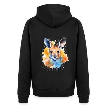 Adorable kangaroo watercolor - Unisex Premium Organic Zip Hoodie - black - Back - Nico (187cm)