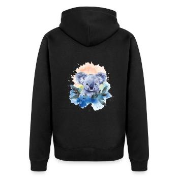 Entzückende Aquarell-koala-kunst - Unisex Premium Bio Zip Hoodie - Schwarz - Hinten - Nico (187cm)