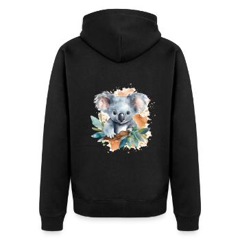 Adorable aquarelle koala art - Veste à capuche bio Premium Unisexe - noir - Dos - Nico (187cm)