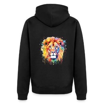 Niedliche Löwen-aquarellkunst - Unisex Premium Bio Zip Hoodie - Schwarz - Hinten - Nico (187cm)