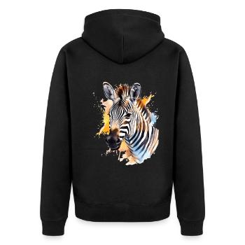 Niedliche Zebra-aquarellkunst - Unisex Premium Bio Zip Hoodie - Schwarz - Hinten - Nico (187cm)