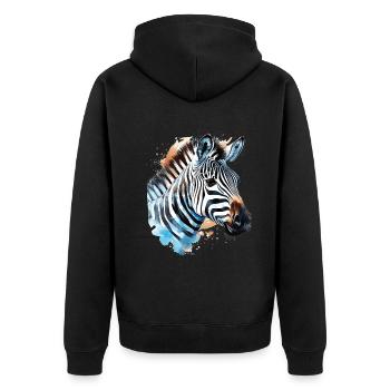 Niedliche Zebra-aquarellkunst - Unisex Premium Bio Zip Hoodie - Schwarz - Hinten - Nico (187cm)