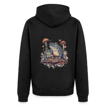 Kröten-liebhaber-paar - Unisex Premium Bio Zip Hoodie - Schwarz - Hinten - Nico (187cm)