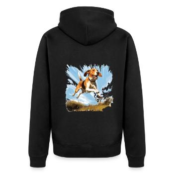 American Foxhound Liebhaber, Hundebesitzer - Unisex Premium Bio Zip Hoodie - Schwarz - Hinten - Nico (187cm)
