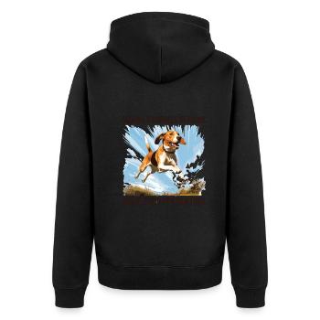 Making Squirrels Nervous Since The 17th Century - Unisex Premium Bio Zip Hoodie - Schwarz - Hinten - Nico (187cm)