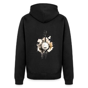 Banjo Authentisches Bluegrass & - Unisex Premium Bio Zip Hoodie - Schwarz - Hinten - Nico (187cm)