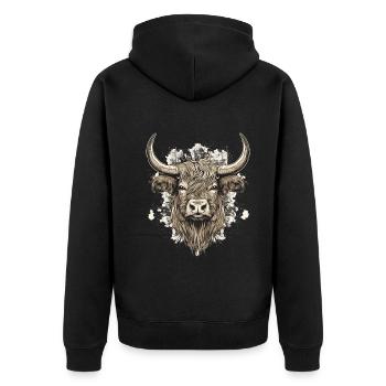 Rustikale Schottische Hochlandkuhlandschaft Und - Unisex Premium Bio Zip Hoodie - Schwarz - Hinten - Nico (187cm)