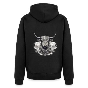 Rustikale Schottische Hochlandkuhlandschaft Und - Unisex Premium Bio Zip Hoodie - Schwarz - Hinten - Nico (187cm)