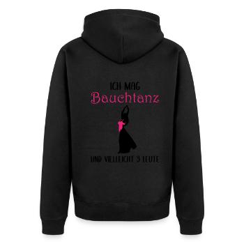Ich mag Bauchtanz und vielleicht 3 Leute - Unisex Premium Bio Zip Hoodie - Schwarz - Hinten - Nico (187cm)