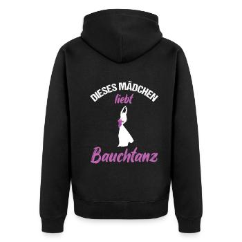 Dieses Mädchen liebt Bauchtanz - Herz - Unisex Premium Bio Zip Hoodie - Schwarz - Hinten - Nico (187cm)