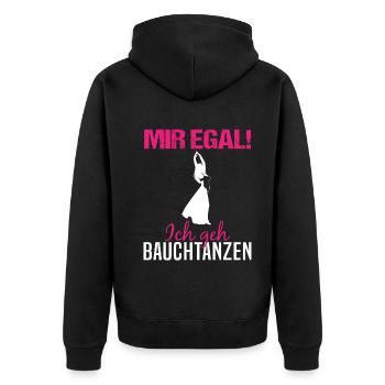Mir egal, ich geh Bauchtanzen - Unabhängigkeit - Unisex Premium Bio Zip Hoodie - Schwarz - Hinten - Nico (187cm)