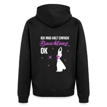 Ich mag halt einfach Bauchtanz, ok - Authentizität - Unisex Premium Bio Zip Hoodie - Schwarz - Hinten - Nico (187cm)
