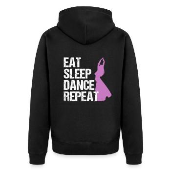 EAT SLEEP DANCE REPEAT Bauchtänzerin Geschenk - Unisex Premium Bio Zip Hoodie - Schwarz - Hinten - Nico (187cm)