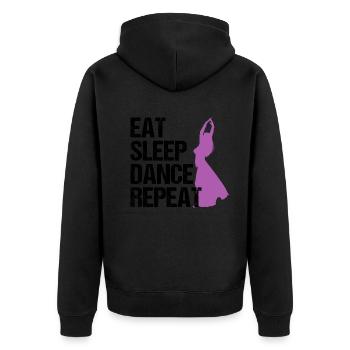 EAT SLEEP DANCE REPEAT Bauchtänzerin Geschenk - Unisex Premium Bio Zip Hoodie - Schwarz - Hinten - Nico (187cm)