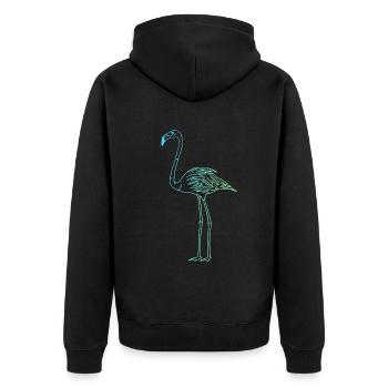 Flamingo stilvolles Geschenk - Unisex Premium Bio Zip Hoodie - Schwarz - Hinten - Nico (187cm)