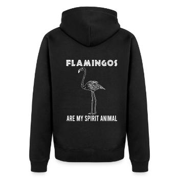 Flamingo Spirit Animal Soulmate Gift - Unisex Premium Organic Zip Hoodie - black - Back - Nico (187cm)