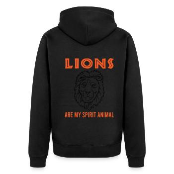 Lions: My Spirit Animal Gift - Unisex Premium Organic Zip Hoodie - black - Back - Nico (187cm)