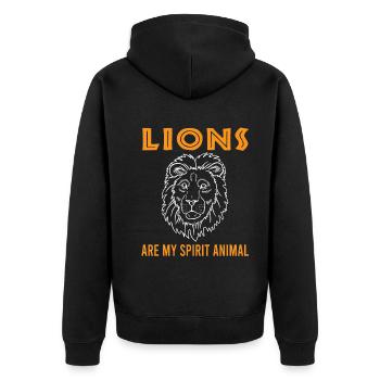 Lions: My Spirit Animal Gift - Unisex Premium Organic Zip Hoodie - black - Back - Nico (187cm)
