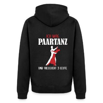 Leidenschaft für Paartanz und Wenige Menschen - Unisex Premium Bio Zip Hoodie - Schwarz - Hinten - Nico (187cm)
