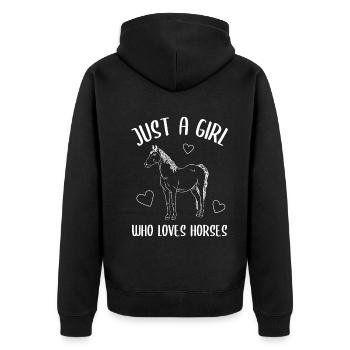 Girl loves horses affair of the heart - Unisex Premium Organic Zip Hoodie - black - Back - Nico (187cm)