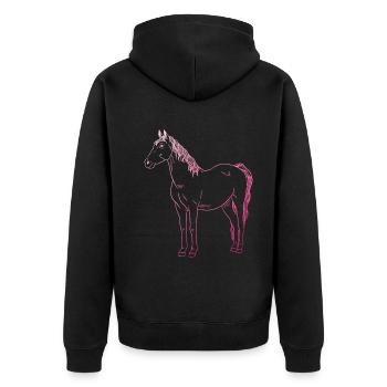 Pferde Design Geschenk - Unisex Premium Bio Zip Hoodie - Schwarz - Hinten - Nico (187cm)