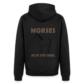 Pferde als mein Spirit Animal - Unisex Premium Bio Zip Hoodie - Schwarz - Hinten - Nico (187cm)
