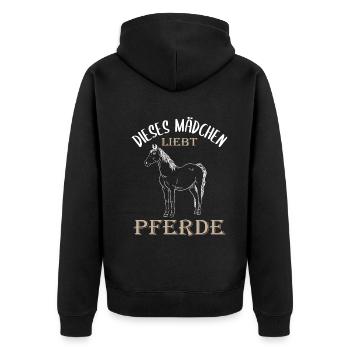 Liebe zu Pferden - Mädchen Edition - Unisex Premium Bio Zip Hoodie - Schwarz - Hinten - Nico (187cm)