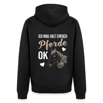 Einfache Liebe zu Pferden - Unisex Premium Bio Zip Hoodie - Schwarz - Hinten - Nico (187cm)