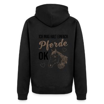Einfache Liebe zu Pferden - Unisex Premium Bio Zip Hoodie - Schwarz - Hinten - Nico (187cm)