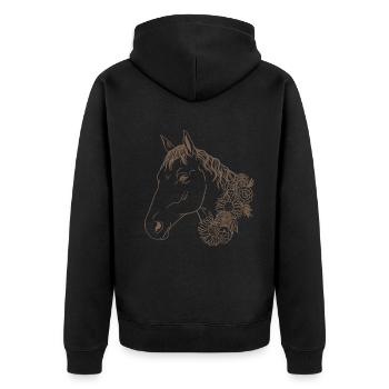 Flowers & Horses - Natural Beauty - Unisex Premium Organic Zip Hoodie - black - Back - Nico (187cm)