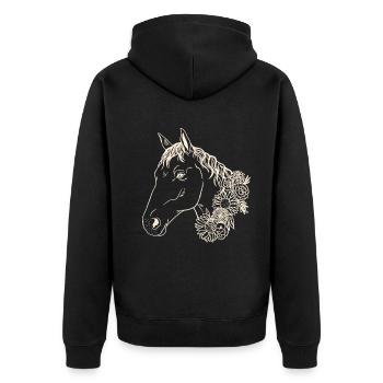 Flowers & Horses - Natural Beauty - Unisex Premium Organic Zip Hoodie - black - Back - Nico (187cm)