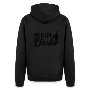 Wein Dealer - Design für Sommeliers & Winzer - Unisex Premium Bio Zip Hoodie - Schwarz - Hinten - Nico (187cm)