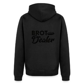 Brot Dealer - Design für Bäcker & Backfans - Unisex Premium Bio Zip Hoodie - Schwarz - Hinten - Nico (187cm)