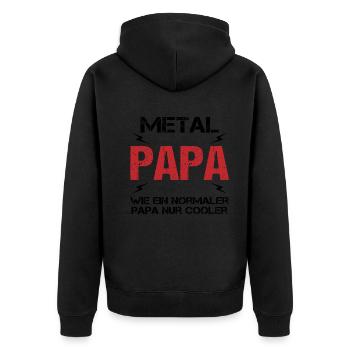 Cooler Metal Papa Musik Vaterliebe Geschenk - Unisex Premium Bio Zip Hoodie - Schwarz - Hinten - Nico (187cm)