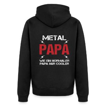 Cooler Metal Papa Musik Vaterliebe Geschenk - Unisex Premium Bio Zip Hoodie - Schwarz - Hinten - Nico (187cm)