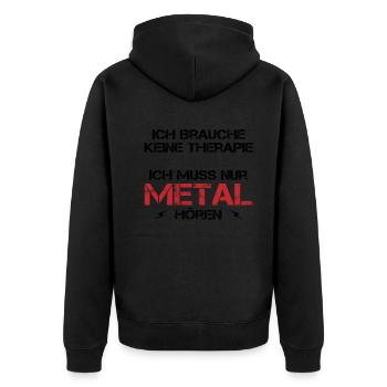 Metal Therapie Musikheilung Starkes Statement - Unisex Premium Bio Zip Hoodie - Schwarz - Hinten - Nico (187cm)