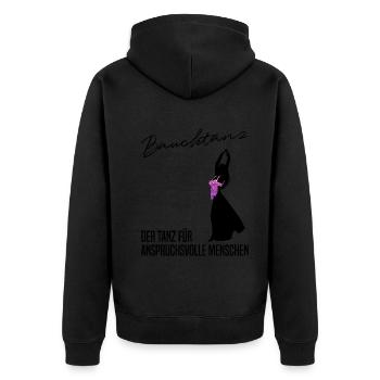 Sinnliche Bewegung - Der anspruchsvolle Bauchtanz - Unisex Premium Bio Zip Hoodie - Schwarz - Hinten - Nico (187cm)